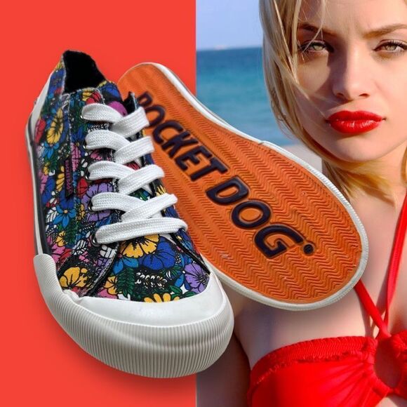Rocket Dog Shoes - Rocket Dog Women’s 8.5 Jazzin Flower Frenzy Lace Up Beach Shoe Sneaker